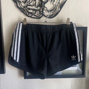 Adidas Women's Black Athletic Shorts with White Stripes